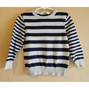 H&M Boys Size 2T  Gray  Striped Jacquard-Knit Cotton Pullover Sweater